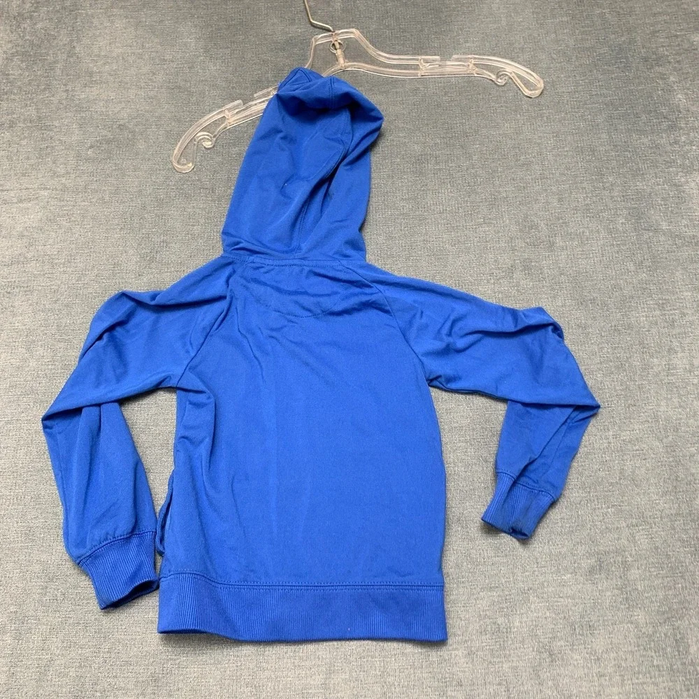 Nike Dri-Fit Full Zip Hoodie Girls 3T Blue Pink Swoosh Raglan Sleeve Activewear